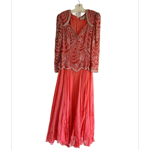 Preowned Oleg Cassini Black Tie 1990's Evening Dress. - Picture 1 of 5